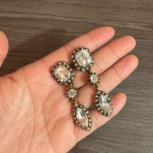 Elegant Gold and Silver Crystal Drop Statement Earrings